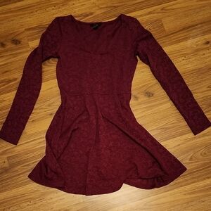 Forever 21 Deep Red Long Sleeve Dress